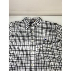 Mens Polo Ralph Lauren Long Sleeve Button Up Gray Checker Performance Size XL